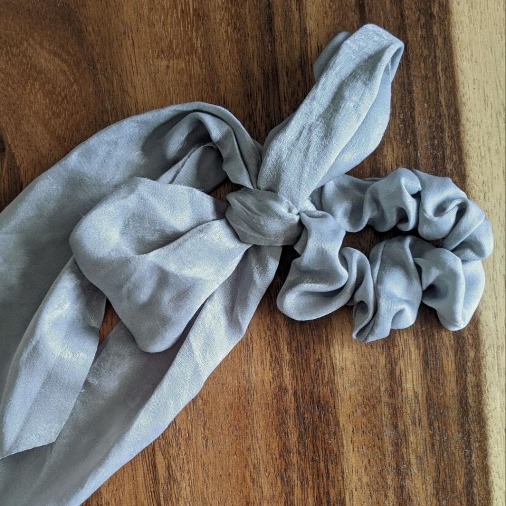 Grey Satin Scarf Scruchie
